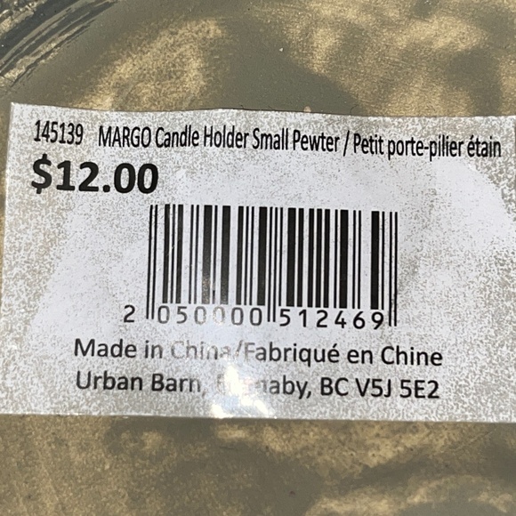 Pair of Urban Barn "Margo'" pewter-glazed, ceramic candle-holders, approx 6 in. - Picture 3 of 9